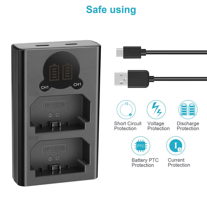 Neewer Dual USB Charger for Sony NP-FZ100 Battery, Comp