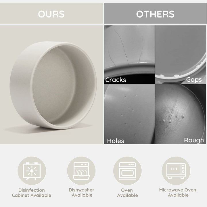 Ceramic Dog and Cat Bowl with Wood Stand Non-Slip Matte Glaze Weighted Food Water Set for Cats &amp;Small Dogs 13.5OZ