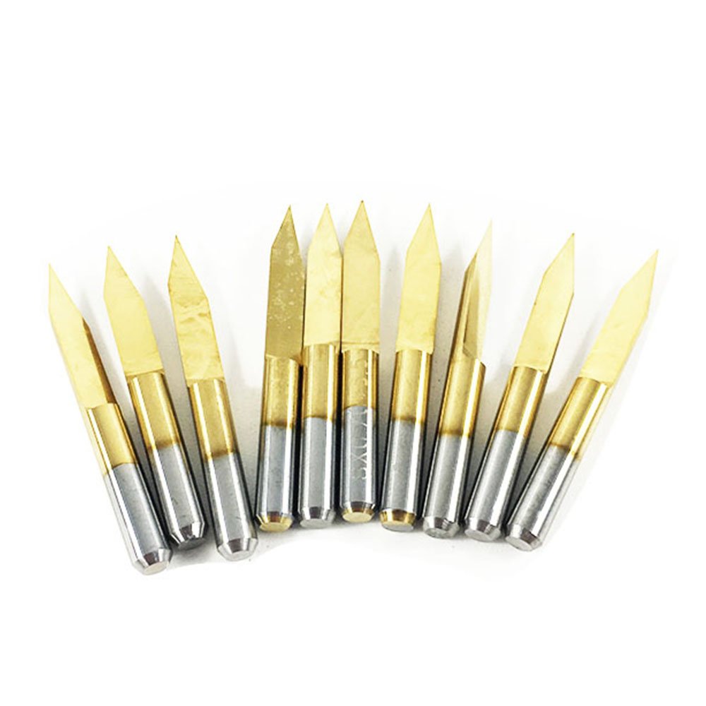 10x Titanium Coated Carbide PCB Engraving CNC Bit Router Tool 30 Degree 0.1mm 0.2mm Tip