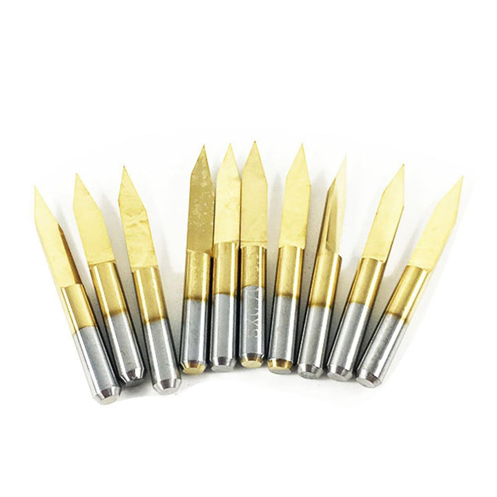 10x Titanium Coated Carbide PCB Engraving CNC Bit Router Tool 30 Degree 0.1mm 0.2mm Tip