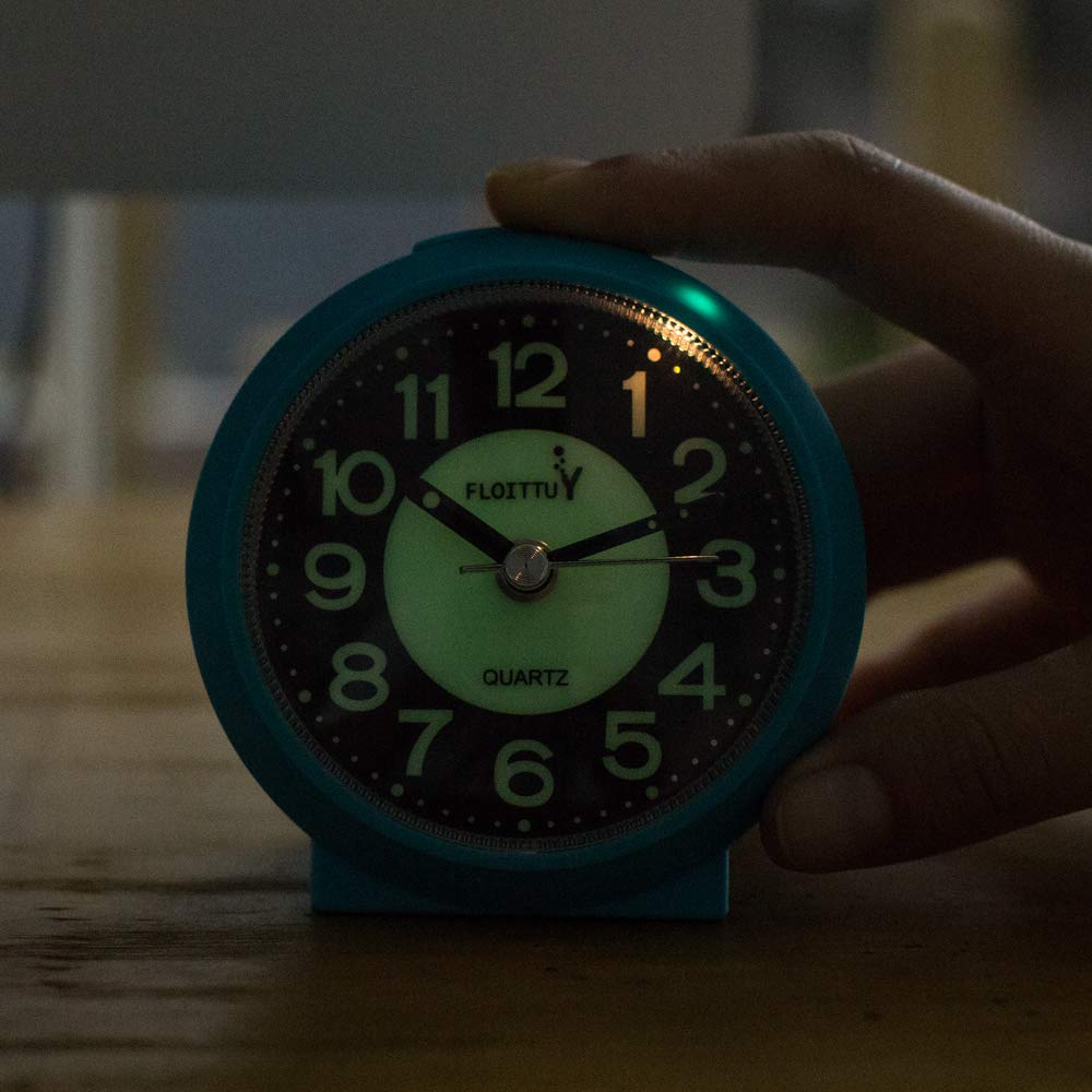 Portable Travel, Loud Beep Sound Battery Alarm Clock with Snooze and Light,Silent with Non Ticking,Luminous, Ultra Small(Sky Blue)