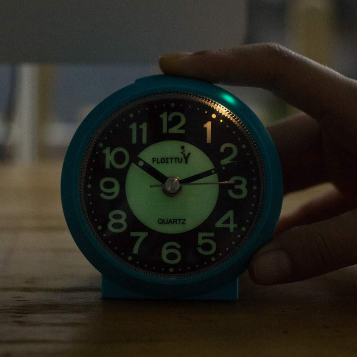 Portable Travel, Loud Beep Sound Battery Alarm Clock with Snooze and Light,Silent with Non Ticking,Luminous, Ultra Small(Sky Blue)