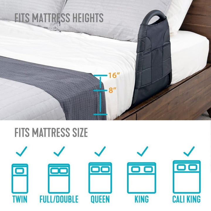 Able Life Bedside Mighty Rail, Travel Bed Rail and Assist Bar for Seniors with Organizer Pouch