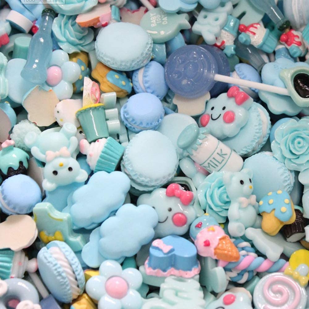50 Pcs Slime Charms Easter Set DIY Craft Mixed Making Resin Jewery Making Kit, Resin Flatback Slime Beads Making Supplies for DIY Scrapbooking Crafts (Pink)