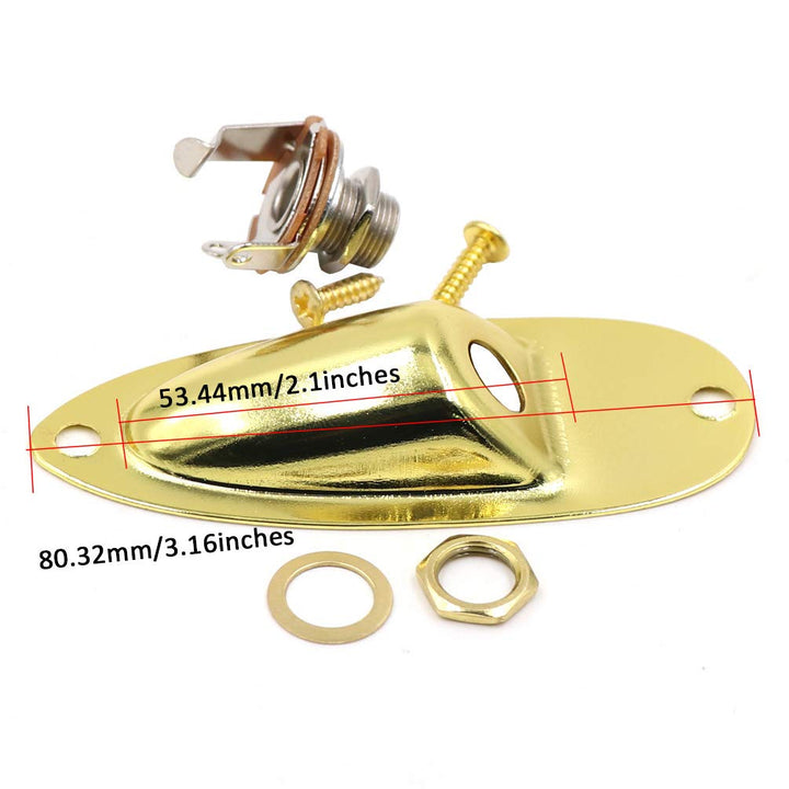 Guitar Input Jack Socket Plate Output Loaded Boat Style 1/4 Inch with Screws|for Electric Guitar Replacement Parts (Gold)