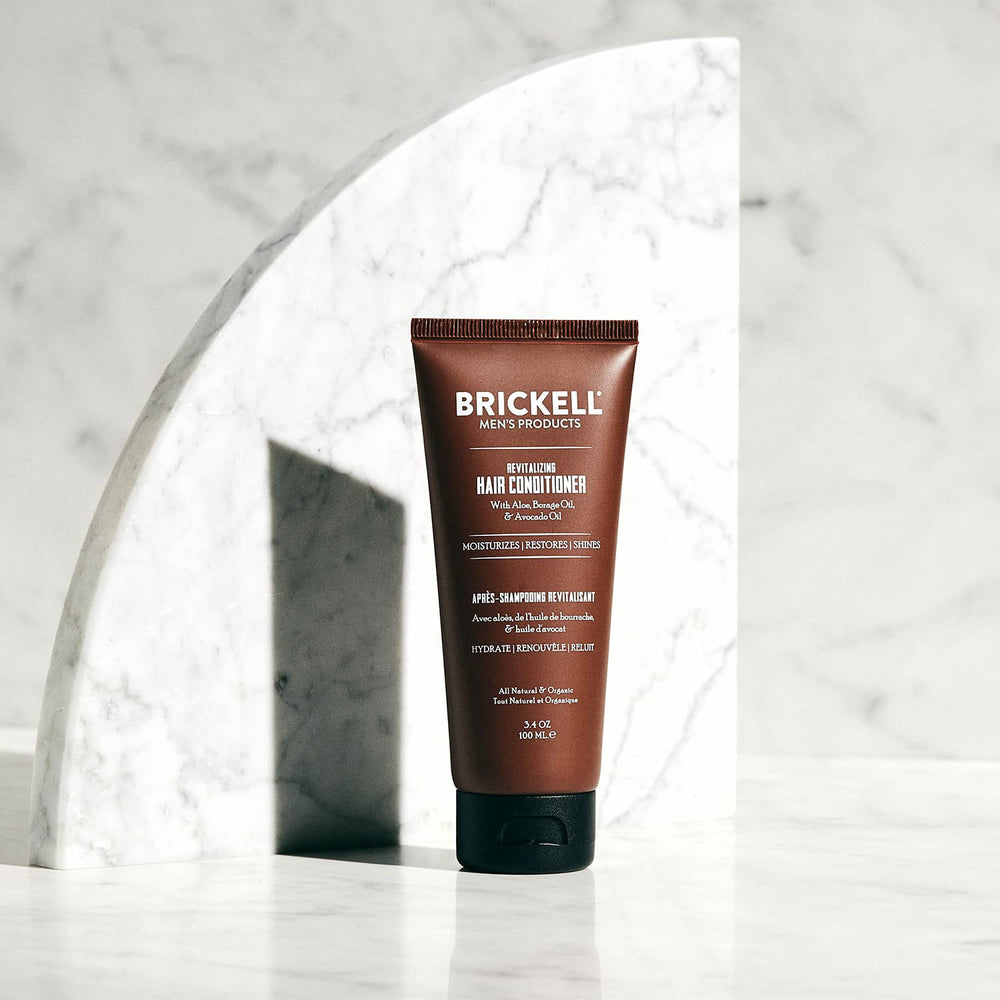 Brickell Men's Revitalizing Hair Conditioner for Men, Natural and Organic Nourishing Hair Conditioner, Restores Shine and Moisture, 2 Ounce, Scented, New Formula
