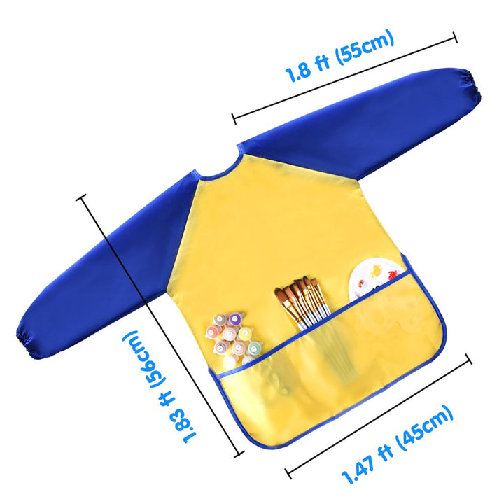 Childrens Kids Toddler Waterproof Play Apron Art Smock with 3 Roomy Pockets - Painting, Baking, Feeding Smock - Age 2-4 years (Paints and Brushes not included)