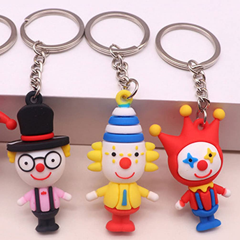 Clown Shape Key Chains Clown Doll Keychains Hand- made Keychains Pendant Backpack Charms, 12pcs