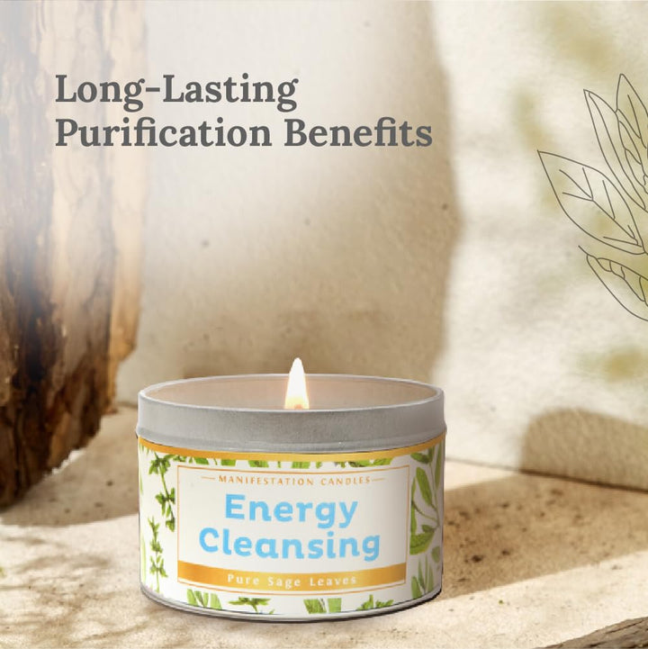 Magnificent 101 Long Lasting Pure Sage Candle for Manifestation & House Energy Cleansing | 6 Oz - 35 Hour Burn | Organic & All Natural Soy Wax Candle with Pure Sage Leaves | an Ideal Spiritual Gift