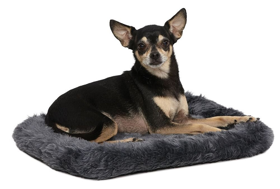 18L-Inch Gray Dog Bed or Cat Bed w/ Comfortable Bolster | Ideal for Toy Dog Breeds & Fits an 18-Inch Dog Crate | Easy Maintenance Machine Wash & Dry | 1-Year Warranty