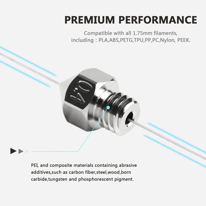 Haldis 3D MK8 Plated Copper Nozzle, 2 Pack 0.4mm Premium Wear Resistant Nozzles for Creality CR-10 Ender 3 pro Ender 5.