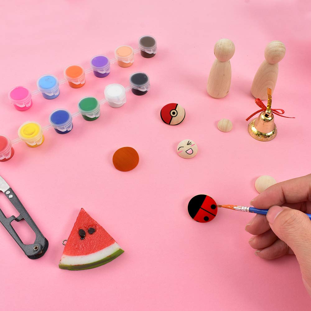 Luckforest 200 PCS Unfinished Half Wooden Balls, Half Craft Balls, Mini Hemisphere, Wooden Ornaments, Split Wood Balls for DIY Projects Jewelry Making Art Design in 4 Sizes