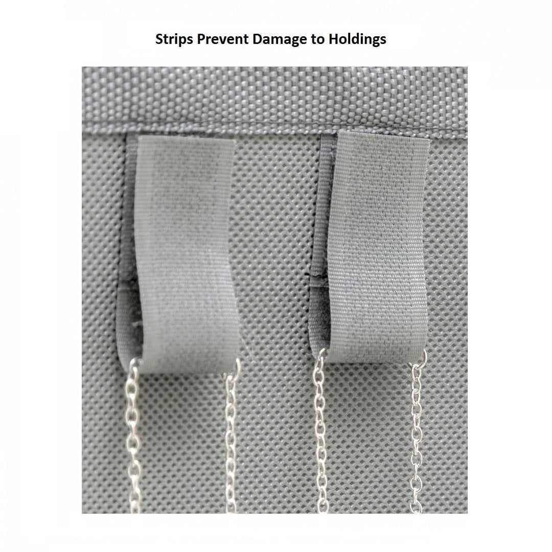 Dual-sided Hanging Jewelry Organizer with 34 Hook Loops Wall Mounted Necklace Holder Jewelry Display Storage Hanger for Bracelet Chain (GREY)