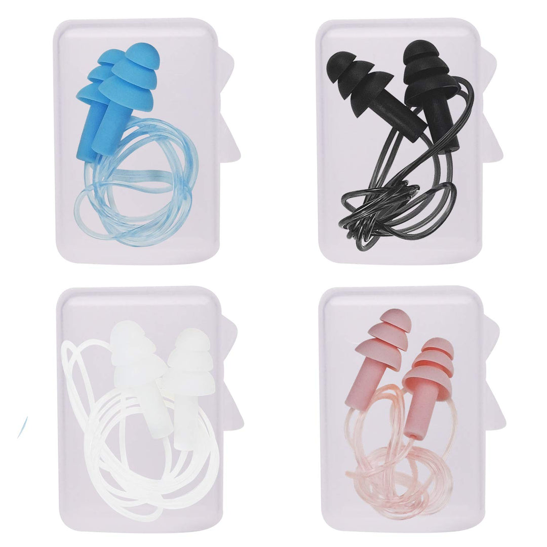 Noise Cancelling Ear Plugs with Cords 4 Pairs, Waterpro