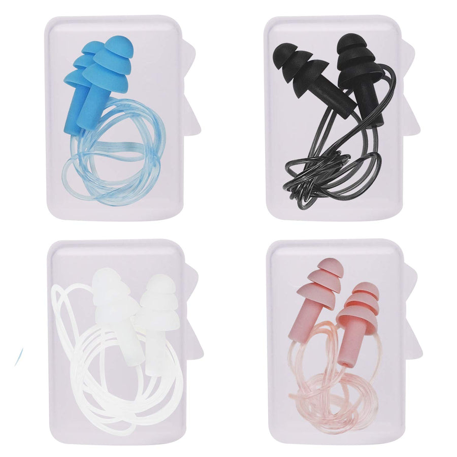 Noise Cancelling Ear Plugs with Cords 4 Pairs, Waterpro