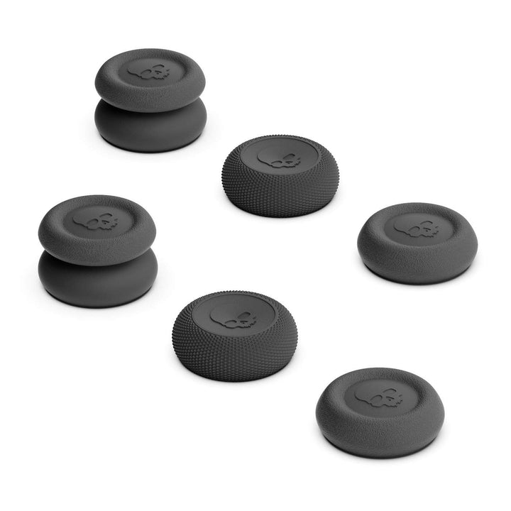 Skull &amp; Co. Skin, CQC and FPS Thumb Grip Set Joystick Cap Analog Stick Cap for Nintendo Switch Pro Controller &amp; PS5 / PS4 / Slim/Pro Controller- Black, 3Pairs(6pcs)
