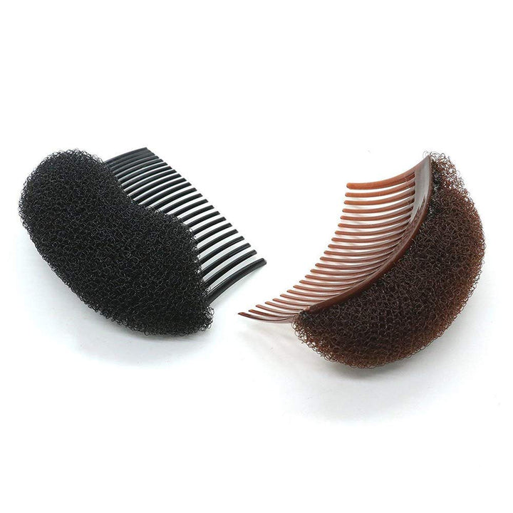 2PCS (1Black+1Brown) Bump Up Volume Hair Inserts Comb Hair Styling Tool Bumpits Bouffant Donut Bun Maker Hair Accessories