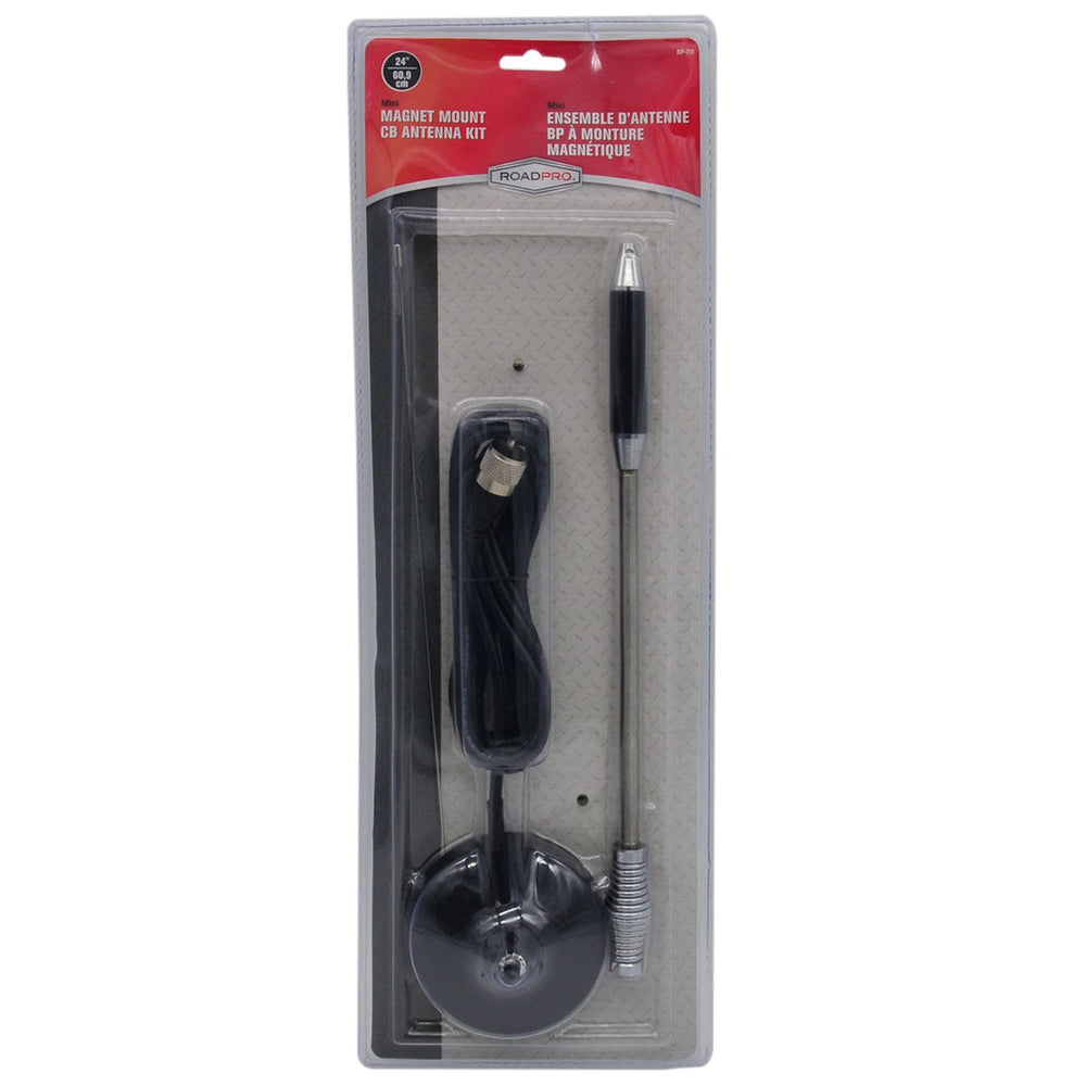 (RP-711) 24 Magnet Mount Stainless Steel CB Antenna Kit, Black