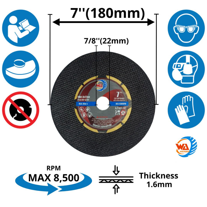 WA 10PACK - 7”x1/16x7/8 Cutting Wheel for Metal &am