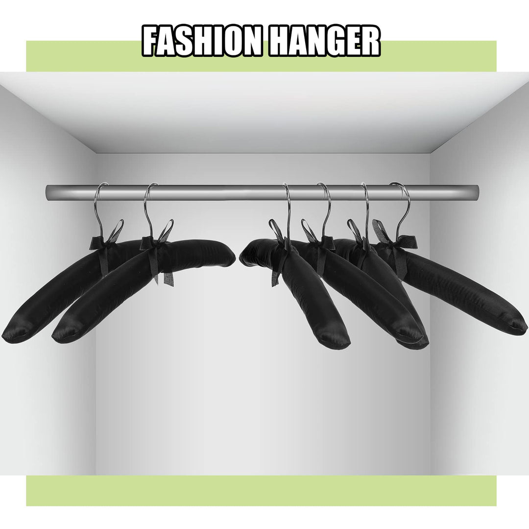 24 Pieces Satin Padded Hangers Satin Hangers with Anti-Rust Swiveling Hook Shoulder Hangers for Hanging Dresses, Sweaters, Suits and More (Black)