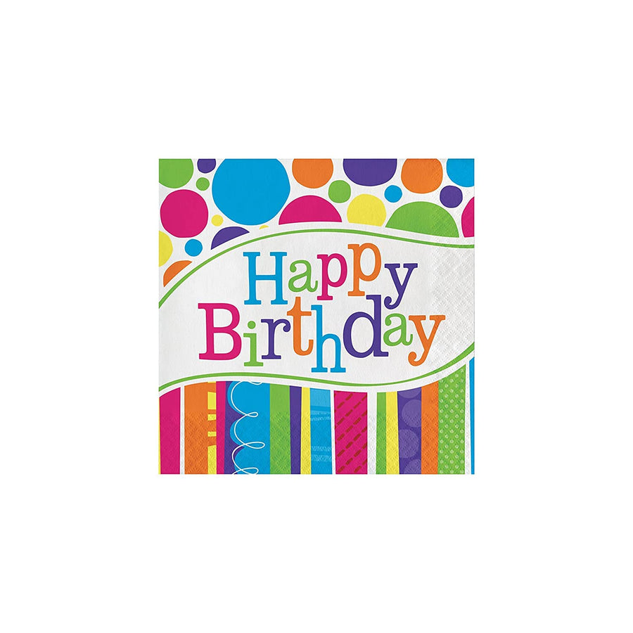 665412 Bright and Bold Happy Birthday Lunch Napkins, 16 ct, Multi-color