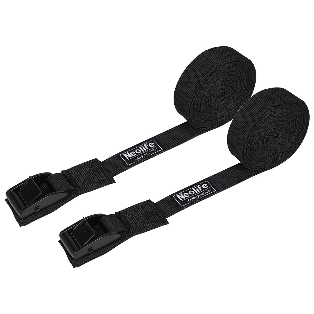 Rack Strap Tie Down Straps for Surfboard SUP Paddleboard Kayak Snowboard and Canoes, 15 Feet (Pair), Black