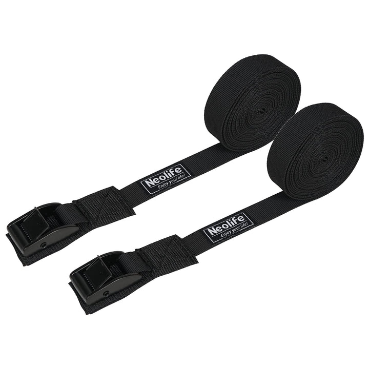 Rack Strap Tie Down Straps for Surfboard SUP Paddleboard Kayak Snowboard and Canoes, 15 Feet (Pair), Black