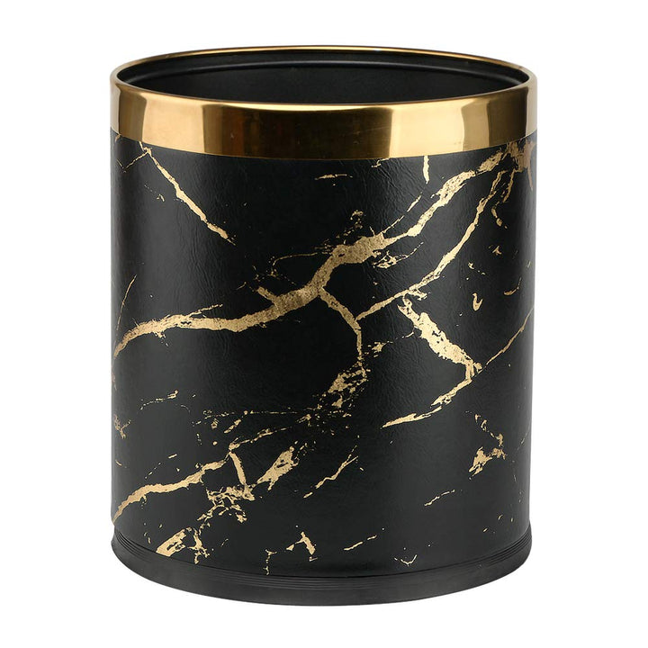 2.6Gallon Small Office Trash Can,Bathroom Garbage can,Bedroom Waste Basket Bin Garbage Bag invisable Trash Bin for Living Room (black gold marble)