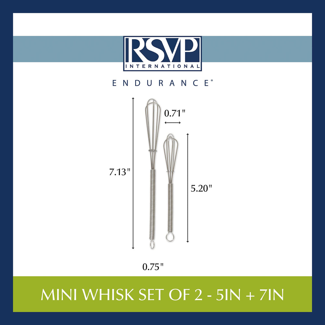 International Kitchen Tool Collection, Stainless Steel, Dishwasher Safe, Mini Whisk Set