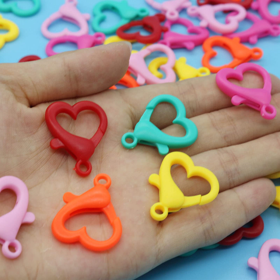 Plastic Lobster Clasps Hook Clips Lanyard Snap Hooks for DIY Backpack Key Rings Chains (25mm Heart Shape Lobster Clasp)