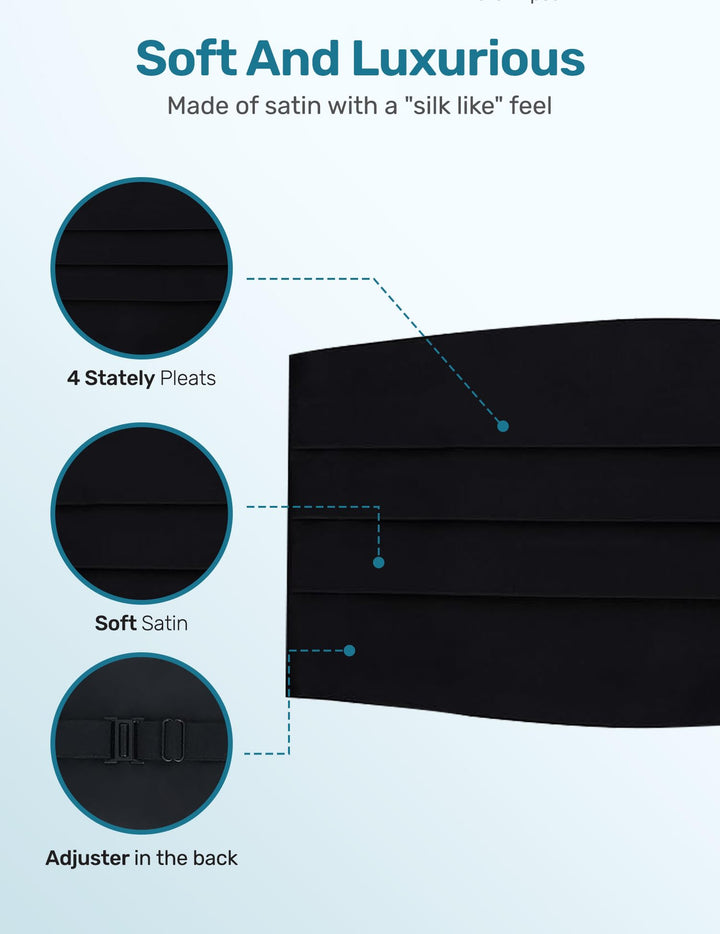 Men&#39;s Adjustable Satin Cummerbund- Black