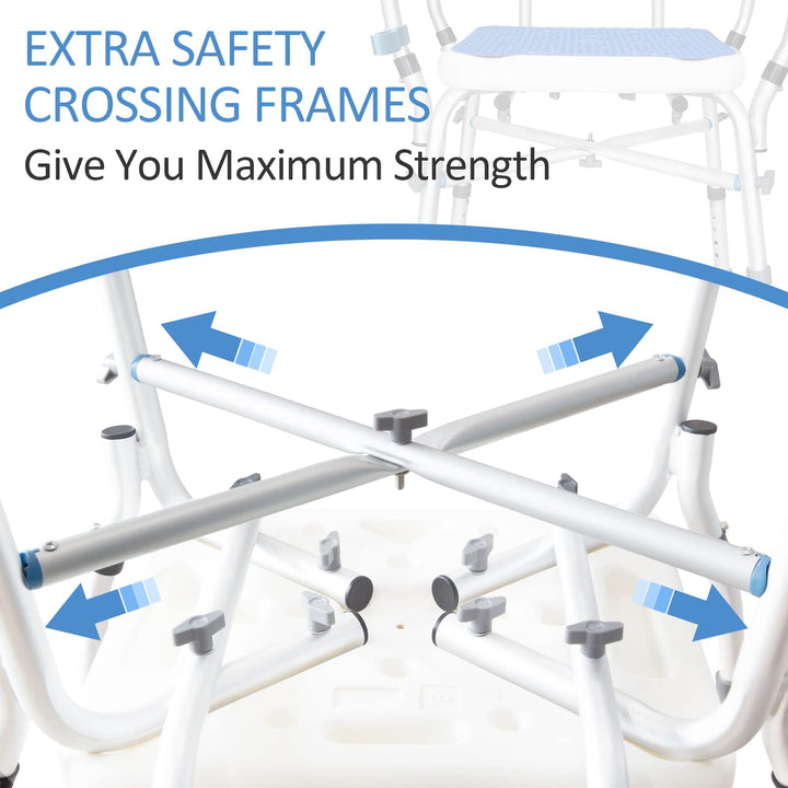 Shower Chair for Inside Shower, 550LBs Heavy Duty Bath Chair with Arms, Medical Shower Seat, Bath Stool Safety Shower Bench with Reinforced Crossing Bar for Elderly, Adults, Disabled