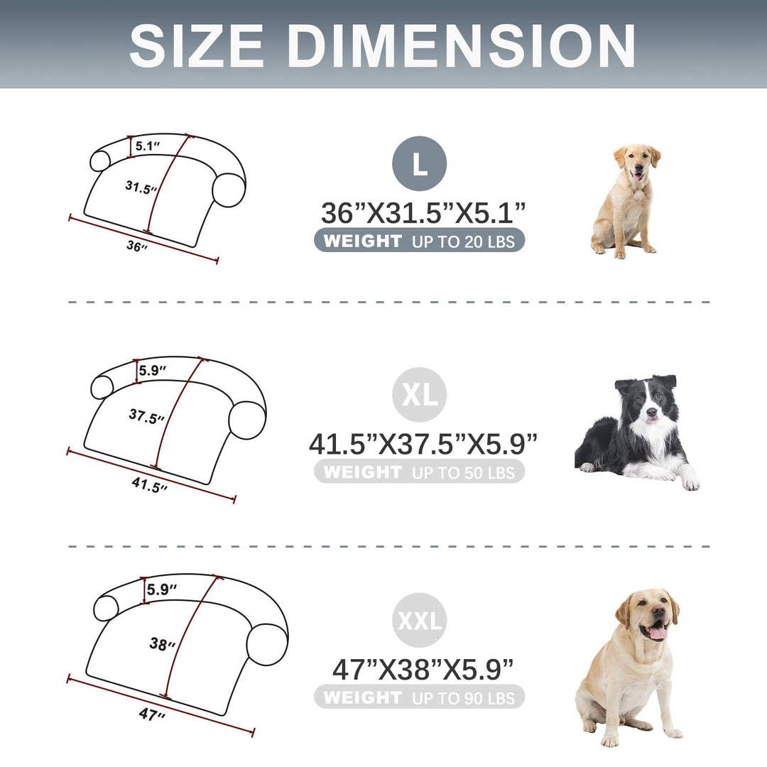 Luxurious Calming Bed Mats, Washable Removable Couch Cover, Plush Long Fur Mat for Pets, Waterproof Lining, Perfect for Small, Medium and Large Dogs and Cats (Gradient Gray, L)