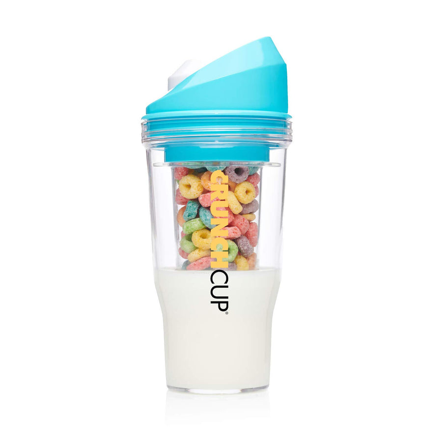 XL Blue - Portable Plastic Cereal Cup for Breakfast On the Go, To Go Cereal and Milk Container, No Spoon or Bowl Required