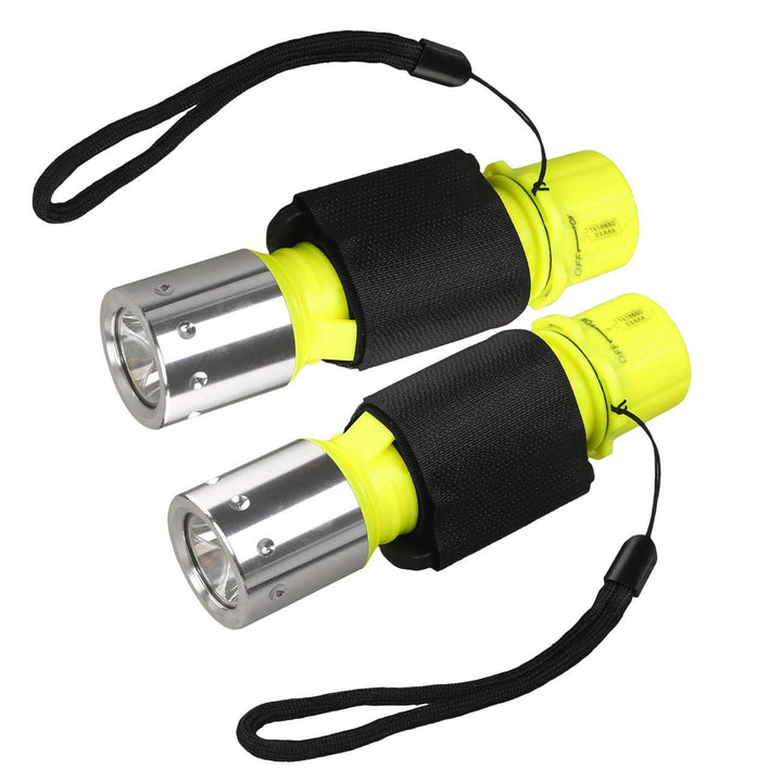 2 Pack Scuba Diving Flashlight Super Bright Dive Light 3 Modes Underwater Waterproof Torch for Scuba Diving, Night Snorkeling (Battery Not Include)