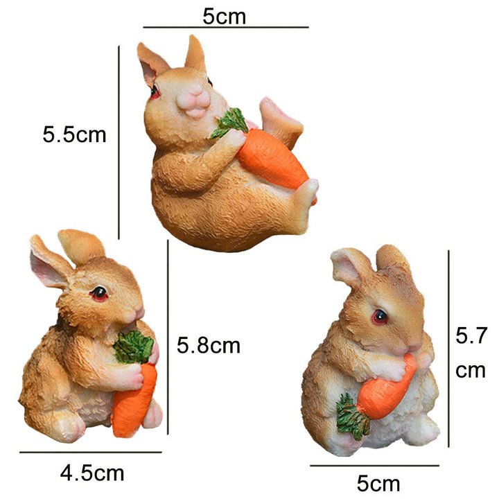 Miniature Bunnies 3 Pcs Fairy Garden Rabbit Figurines Easter Bunnies Statue Micro Landscape Decoration Plant Flower Pots Ornaments
