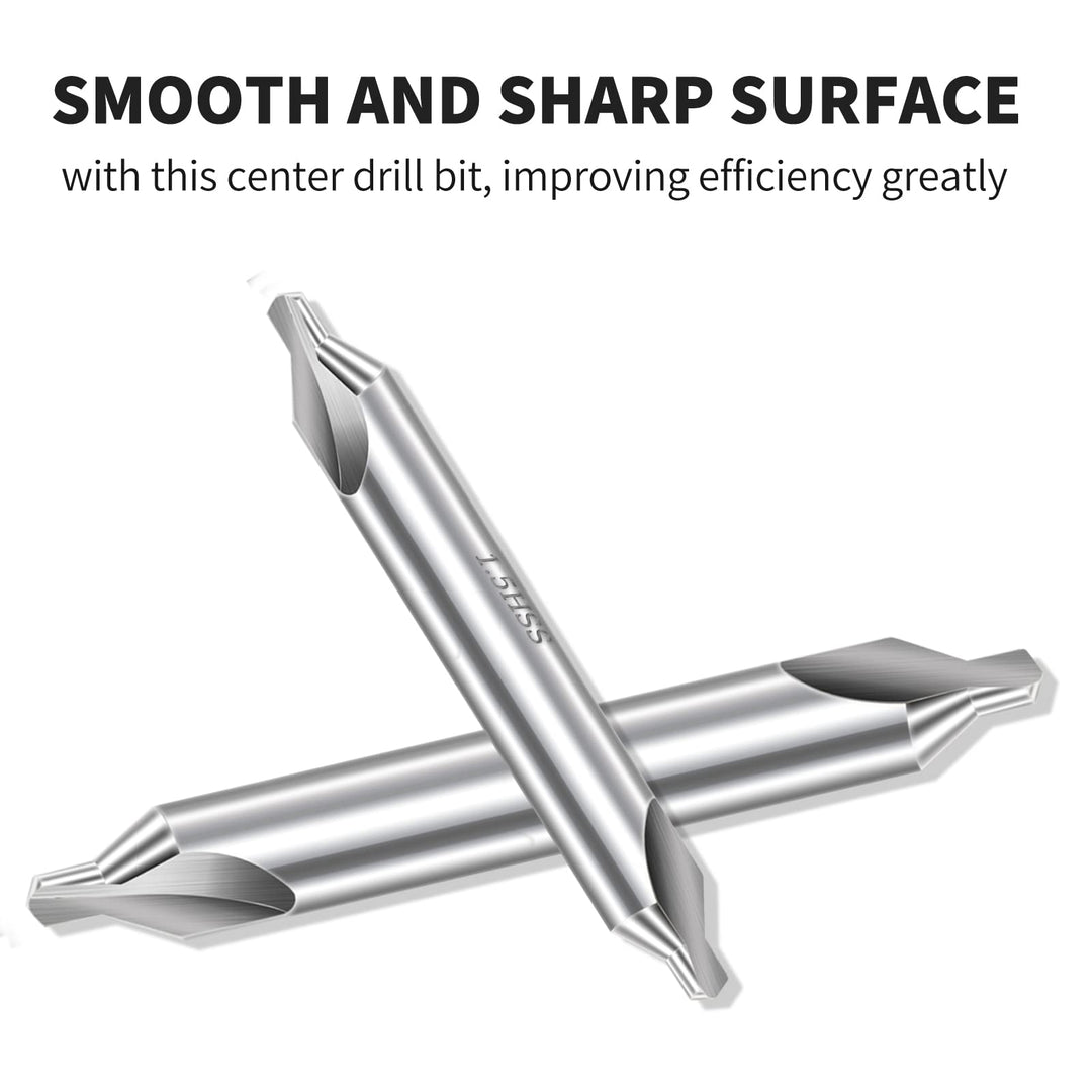Center Drill Bits Set - High Speed Steel Center Drill Bits Kit Countersink Tools for Lathe Metalworking, 7 pcs 60-Degree Angle Center Drill Bits in Size 1.0 1.5 2.0 2.5 3.0 4.0 5.0