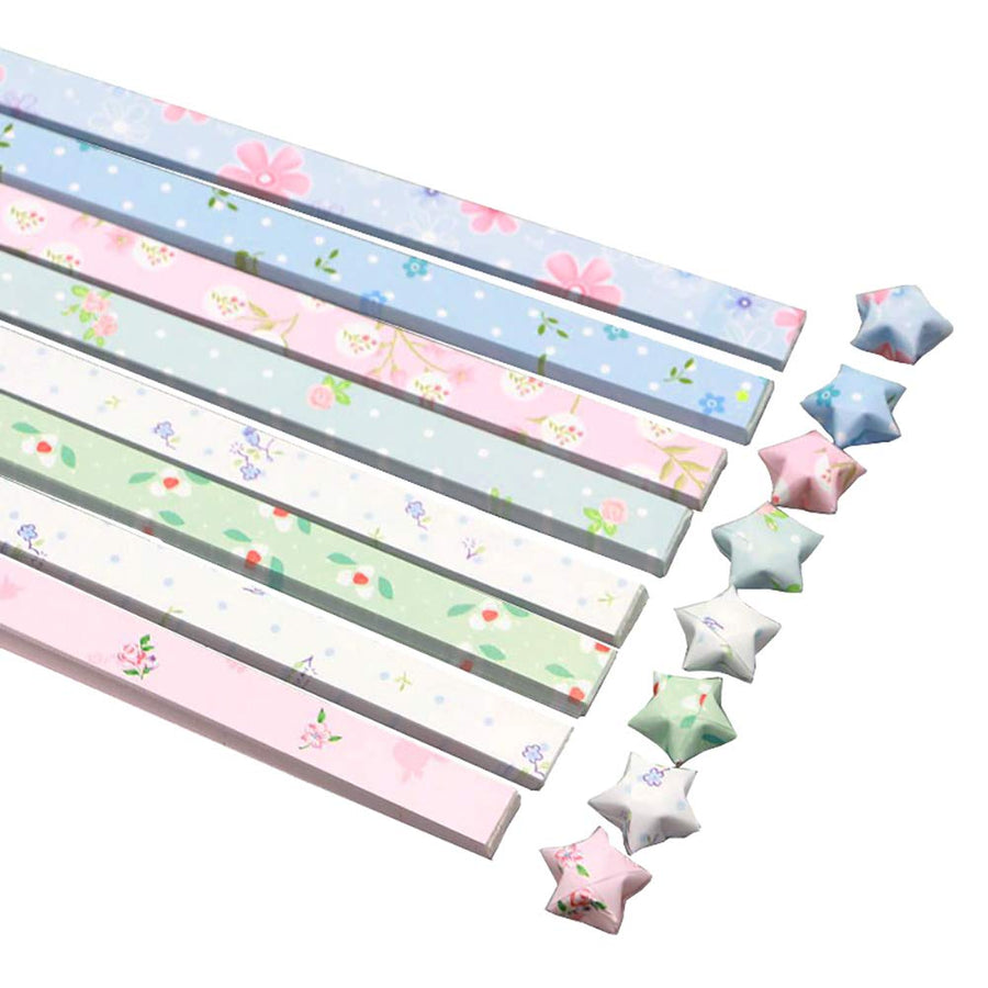 400 Sheets Cute Floral Origami Stars Paper Folding Strips Package DIY Paper