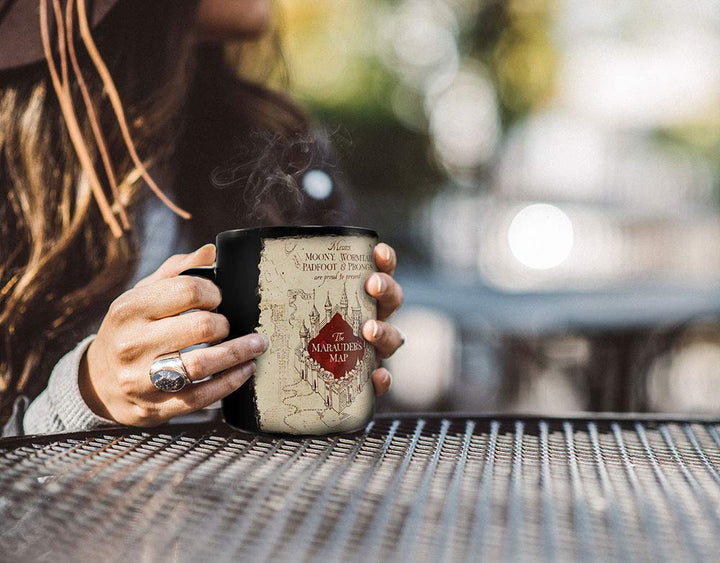 Harry Potter - Marauder&#39;s Map - I Solemnly Swear – 16 oz Large Ceramic Heat Sensitive Clue Mug – Full image revealed when HOT liquid is added