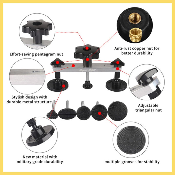 Car Dent Puller, Paintless Dent Removal Kit Dent Remover Tool for Car with Slide Hammer T-bar Dent Puller, PDR Light for Hail Damage &amp; Appliance Dent Body Repair Dent Removal Tools