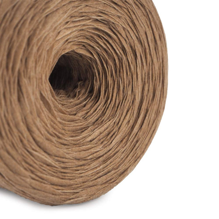 Kraft Paper Yarn Raffia Yarn Soft Craft Ribbon Yarn Polyester Yarn for Crocheting DIY Weaving-Total Length 390m(427yds, 150g)-Khaki