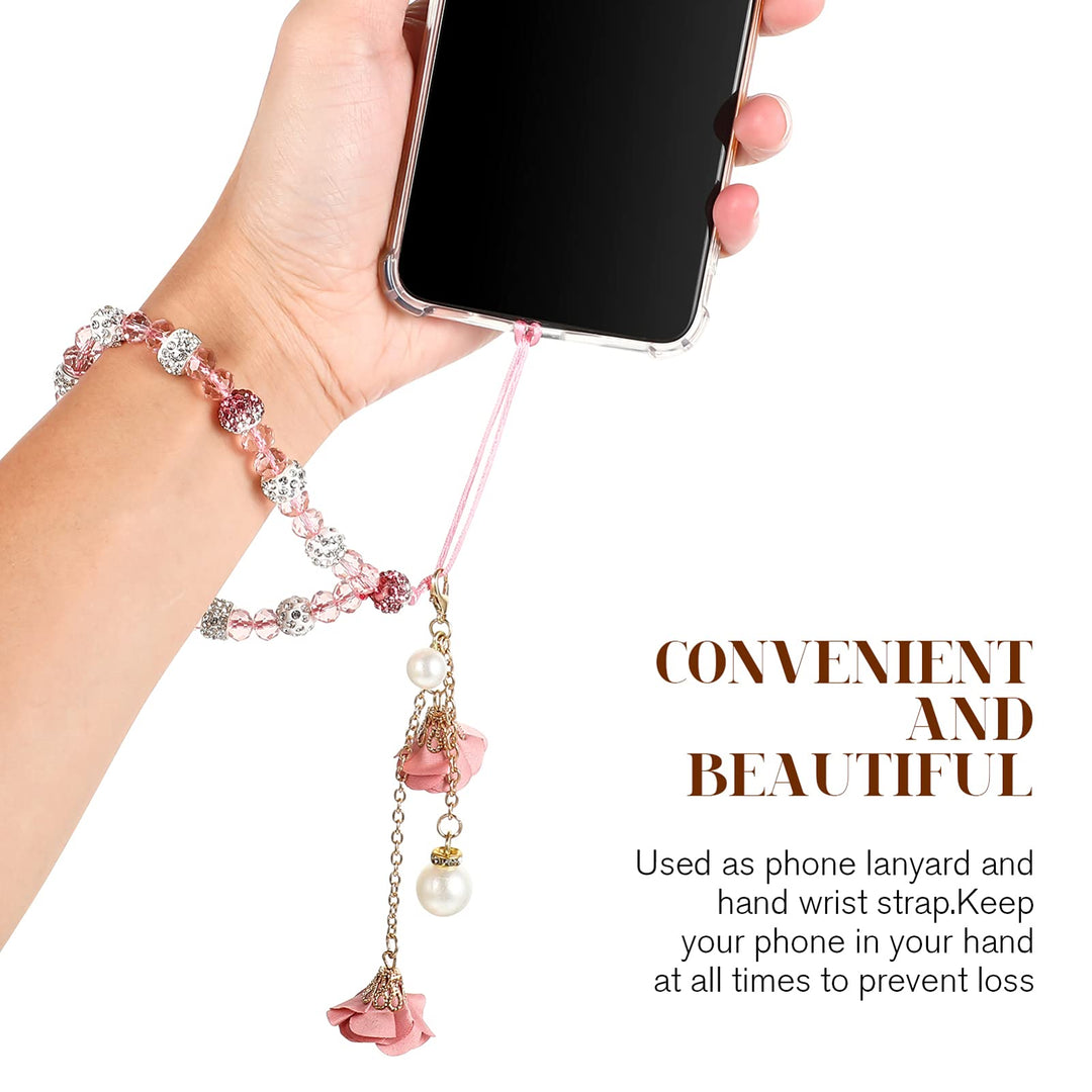 Hemobllo Cell Phone Straps Creative Crystal Flower Pend