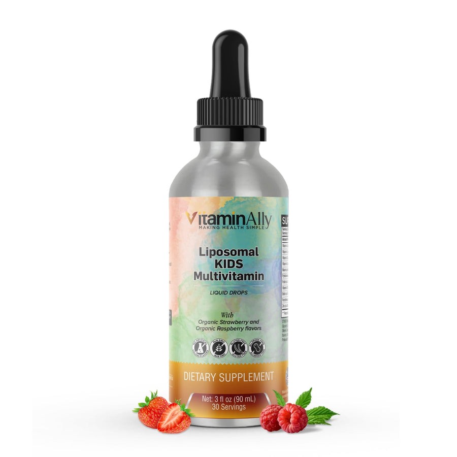 Liposomal Kids Liquid Multivitamin | Non-GMO | Clean | Sugar Free | Gluten Free | Organic Berry Flavors | Immune Support | Bone Health | Overall Wellness | 30 Servings | 3 fl oz