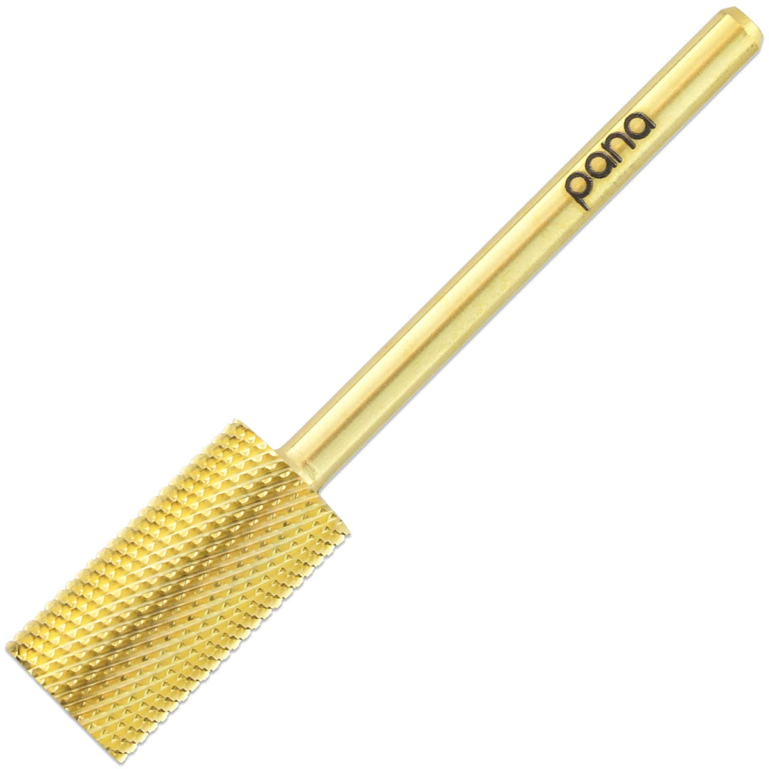 Pana 3/32 Safety Nail Carbide Bit - Gold Large Barrel Head (Grit: Fine - F) for Electric Dremel Drill Machine