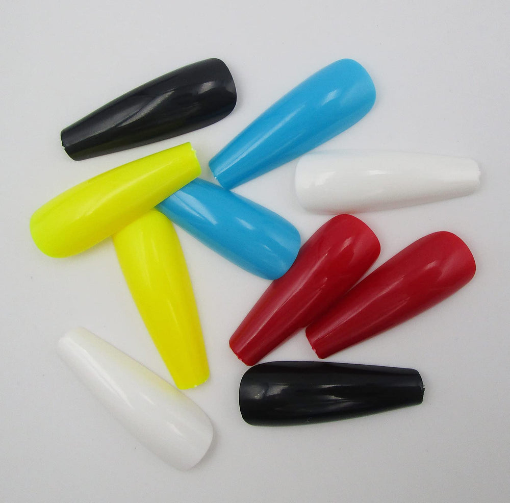 100pc Mixed Color Coffin False Nails Extra Long Ballerina Fake Nail Colored Coffin Acrylic Nail Tips 10 Sizes for Women, Girls, Kids (Mixed Color L)