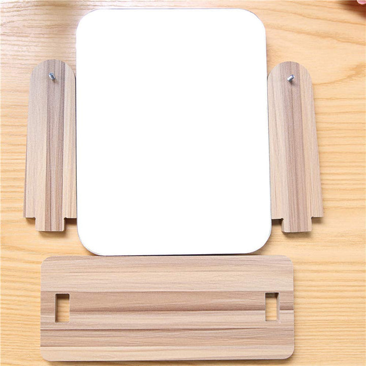 Makeup Mirror with Natural Wood Stand Portable Table Desk Countertop Mirror Bathroom Shaving Make Up Mirror (LT Brown)