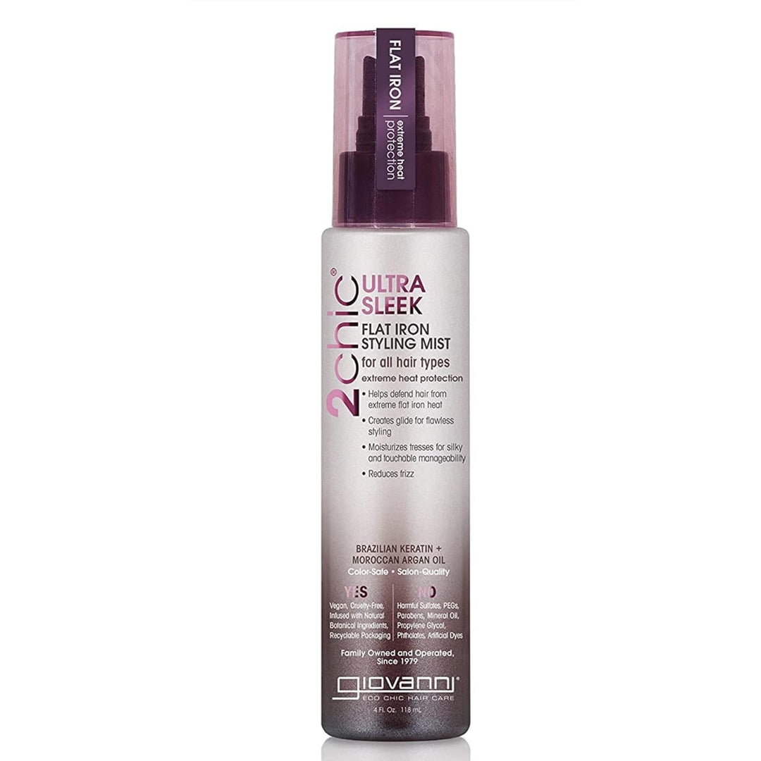 Cosmetics, 2Chic Brazilian Keratin &amp; Argan Oil Ultra Sleek Flat Iron Styling Mist, 4.5 Oz