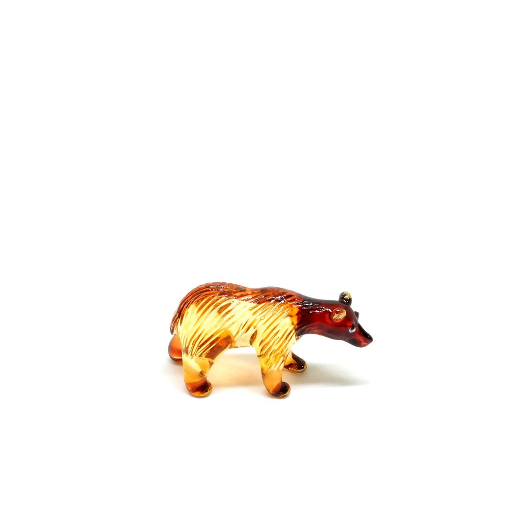 Handmade Mini 2 Blown Glass Brown Bear Figurines Figure