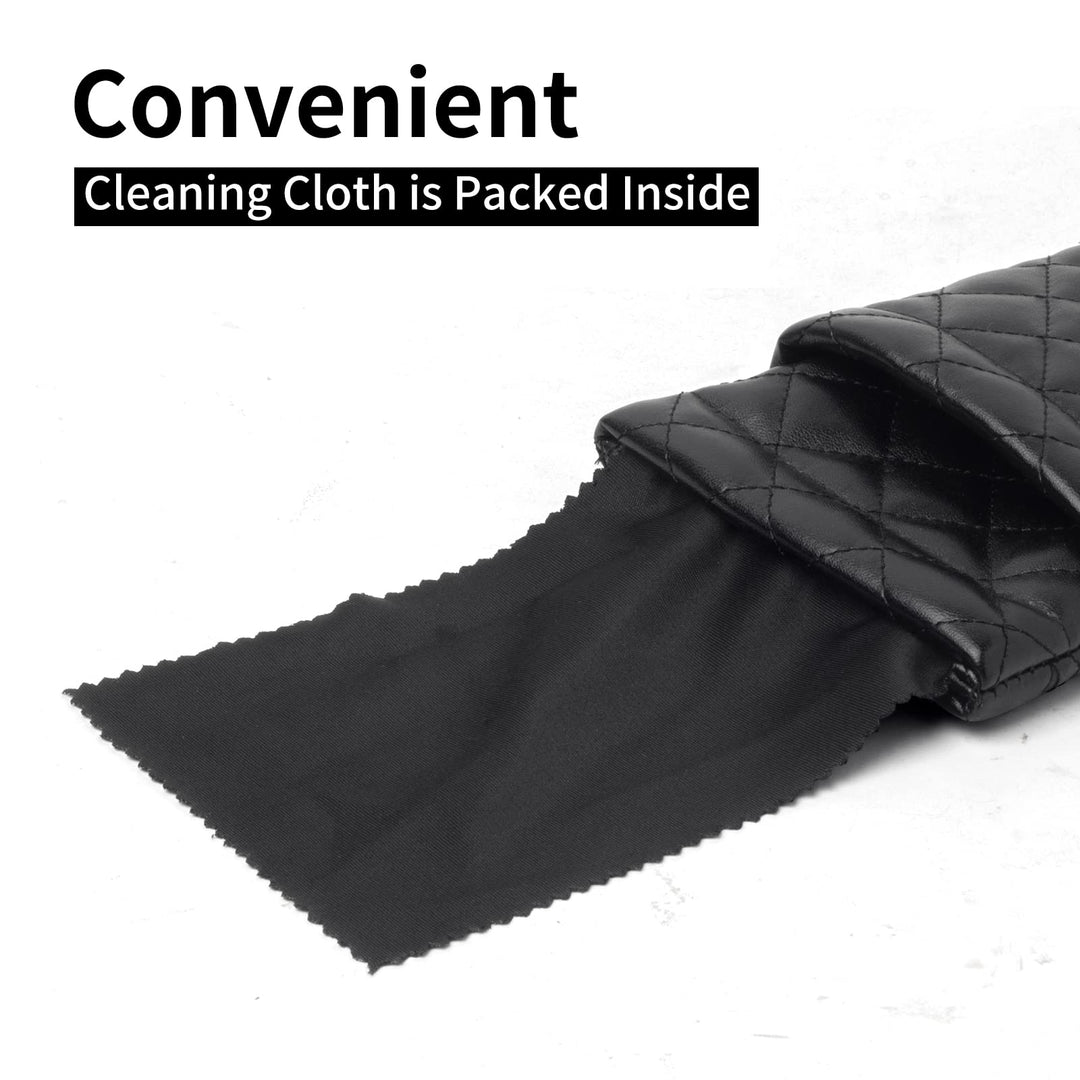 Double Eyeglasses Pouch Large Squeeze Top Microfiber Soft Glasses Case For Women With Cleaning Cloth