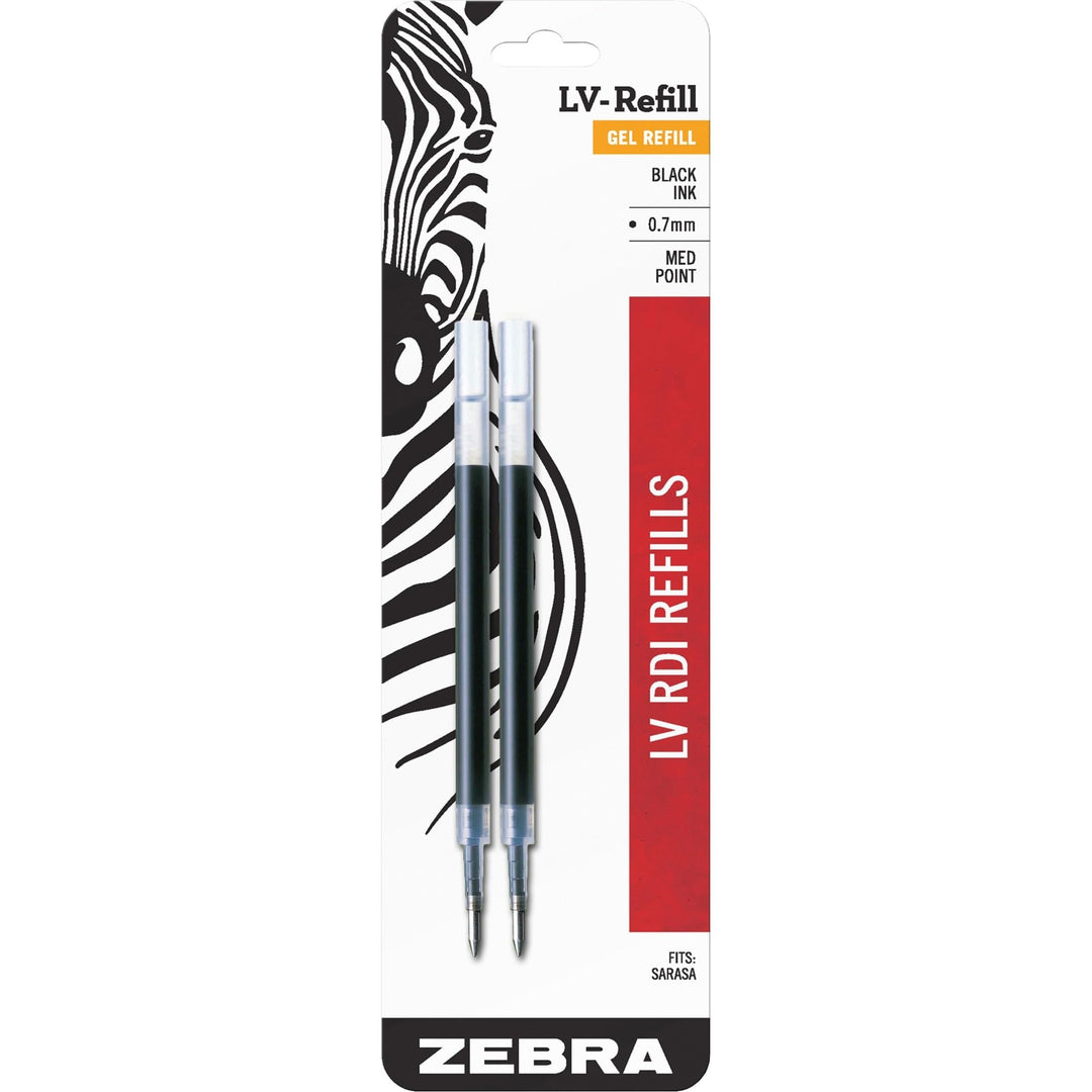 LV-Refill for Gel Ink Pens, Medium Point, 0.7mm, Black Ink, 2 Count (Pack of 1)